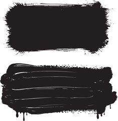 Textured Black Paint Strokes with Distressed Edges and Ink Drips
