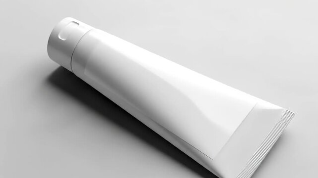 White Blank Cosmetic Tube on a Clean Background for Product Mockup.