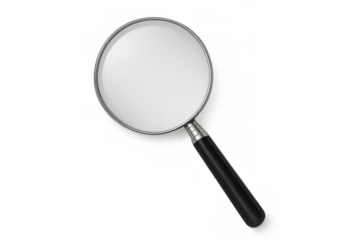 Magnifying glass illustration for web search, investigation, discovery, and examining details on transparent background