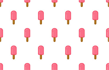 seamless pattern with pink ice cream popsicle