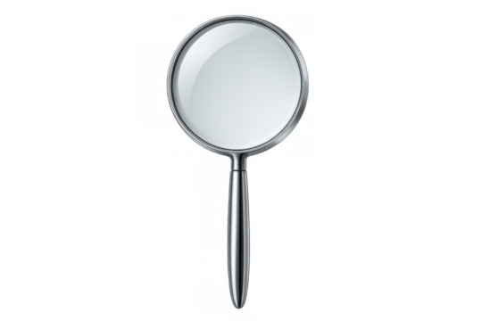 Magnifying glass for search, zoom, inspection, and investigation on transparent background