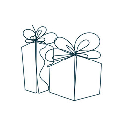 continuous line drawing doodle gift box