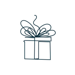 continuous line drawing doodle gift box