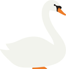 Simple Flat Design Swan Icon Illustration with Clean Style Graphic