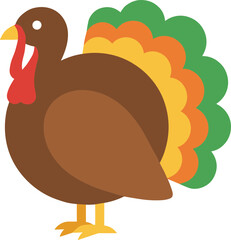 Simple Flat Turkey Illustration Icon for Festive Holiday Celebration