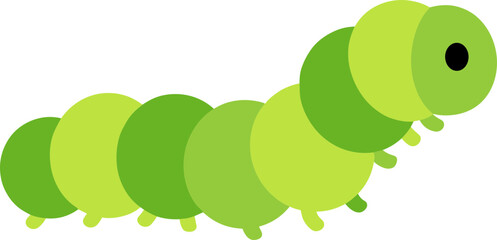 Simple Flat Style Cute Green Caterpillar Crawling Insect Illustration © Namu Icons