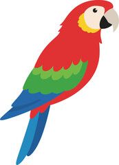 Flat Style Colorful Scarlet Macaw Detailed Illustration Wildlife Fauna Bird