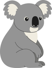 Simple Flat Style Cute Koala Sitting Wildlife Cartoon Animal Illustration