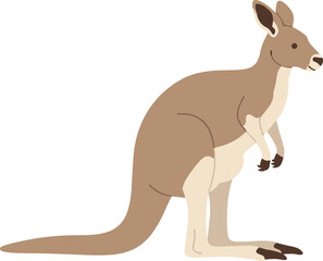 Simple Flat Style Cute Kangaroo Full Body Side View Illustration
