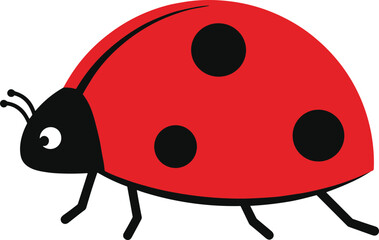 Fototapeta premium Simple Flat Style Ladybug Insect with Spot Cute Nature Creature