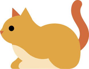 Simple Flat Style Ginger Kitten Curled Up Shape Cute Animal Illustration