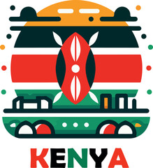 Kenya logo icon vector white background .