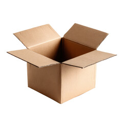 Open Cardboard Shipping Box with Flaps Extended on Black Background packaging