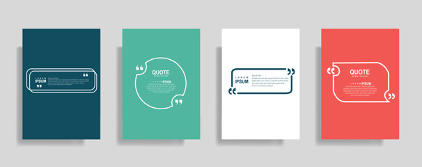 Obraz premium Vibrant quote templates in blue, green, white, and red for modern presentations and social media content creation, inspiring communication