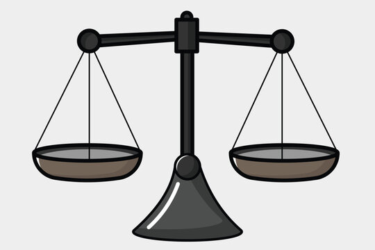 Funny Scales Balance Icon with Cartoon Style for Law, Equality, and Justice Concepts