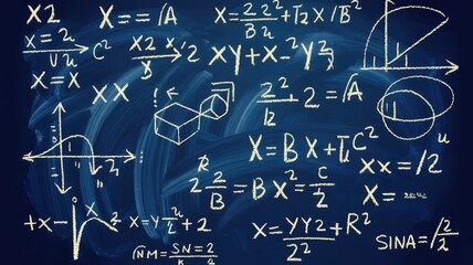 Unlock the secrets of math equations and formulas, perfect for education and science projects with a chalkboard vibe