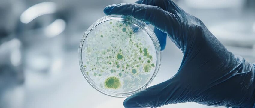Growing Cell Culture in a Petri Dish. Represents biology, stem cell research, and scientific development.