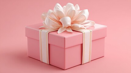 Obraz premium pink gift box with ribbon for parties and dessert treats