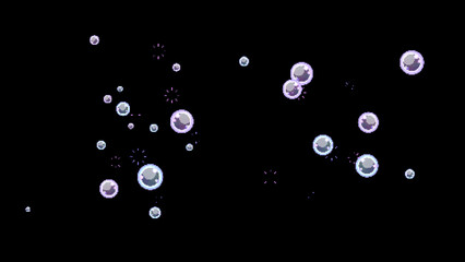 Cute 8bit Retro Game Style Purple and Cyan Bubble Illustration on Black Background