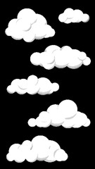 Vertical Cute 8bit Retro Game Style Cloud Illustration on Black Background