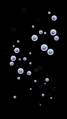 Vertical Cute 8bit Retro Game Style Purple and Cyan Bubble Illustration on Black Background