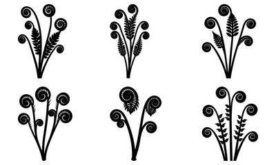 Elegant fern designs, botanical elements for creative projects, use in branding, wedding invitations, logos, nature themes, handcrafted elegance, vector art