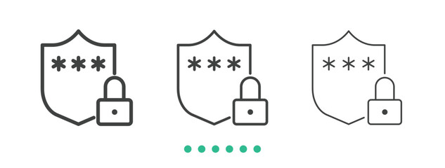 Secure password lock shield icon. Thin line icon vector