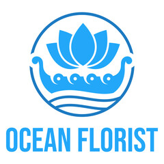 ocean florist flat minimalist logo design