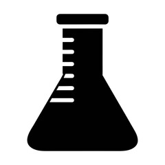 Black erlenmeyer flask vector icon for chemistry lab equipment and science experiment research study tool