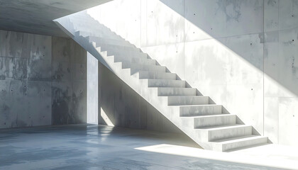 Obraz premium Concrete staircase with sunlight in architectural interior