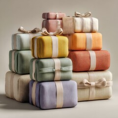Charming Display of Colorful Gift Boxes with Ribbons and Bows