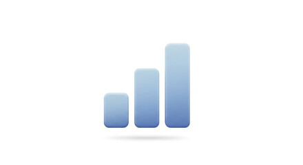 Isolated on white background, simple blue bar graph icon representing data visualization, statistical analysis, and business growth in a clean and modern design