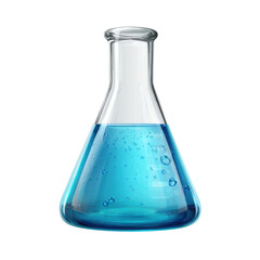 Glass Erlenmeyer Flask Filled With Blue Liquid and Bubbles on Black Background laboratory beaker