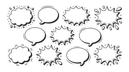 Fototapeta premium Grunge round floral speech bubble set vector illustration. set of round frames