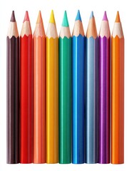 Fototapeta premium a set of colored pencils isolated on white background drawing pencils a set of colored pencils for school bright palette of colors pencils in a pencil case