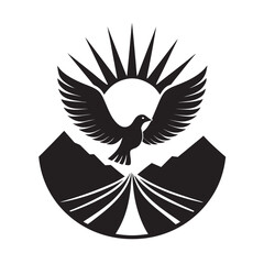 Spirit Bird Flying Toward Sun Silhouette Artwork