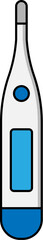 Digital Medical Thermometer Icon with Blue Display for Temperature Measurement.