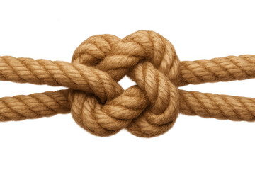 Strong knot creating unity and connection between ropes, symbolizing partnership and bond on transparent background