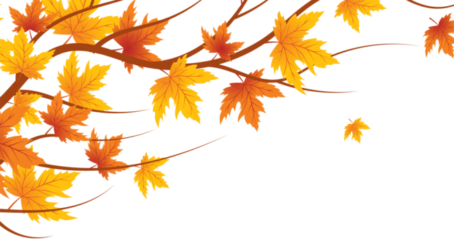 Autumn banner with orange leaves. Colorful autumn set of leaves, mashrooms and acorns. Vector illustration clipart leaves set autumn on white background isolated, vector plie of colorful leaves