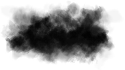 Dynamic black fine smoke illustration Black Smog Black fog smoke Grey smoke puff, white background and studio with no people with fog in the air. Transparency only in vector PNG format.