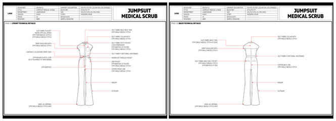 Jumpsuit Medical Scrub Teck Pack