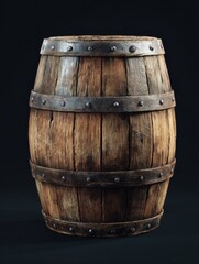 Obraz premium aged wooden barrel rustic charm and timeless appeal a weathered oak barrel bound with iron hoops stands as a symbol of tradition and craftsmanship perfect for projects related to winemaking