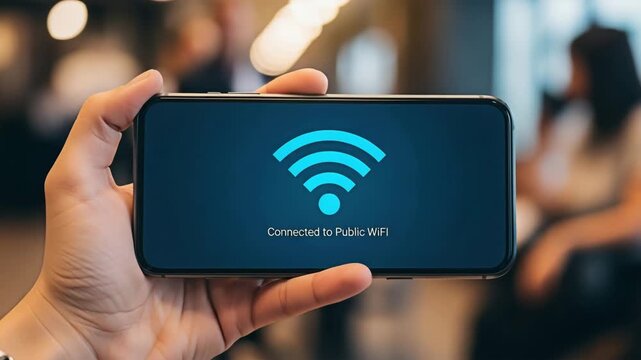 Public wifi connection message on smartphone screen