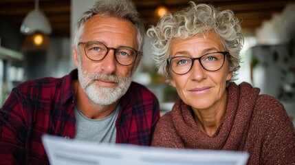 A couple reviewing their retirement investment fund statement together.