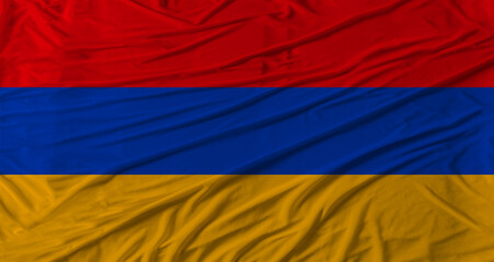 Armenian flag waving. Flag of Armenia with cloth texture