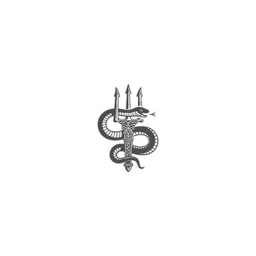 Trident snake logo vector design template