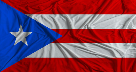 Puerto Rican flag with fabric texture background. National flag of Puerto Rico