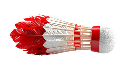 Red and white shuttlecock on black
