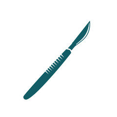 Teal surgical scalpel with serrated handle on white background surgery medical