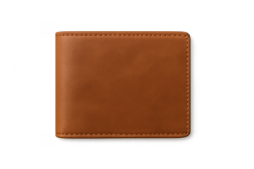 Brown leather bifold wallet accessory on transparent background
